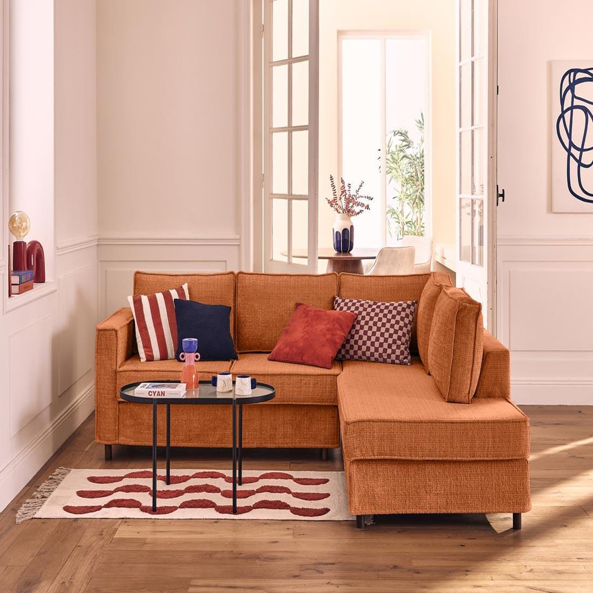 Voir la diapositive 1 : LISA DESIGN Jake - canapé déhoussable d'angle droit 5 places en velours texturé