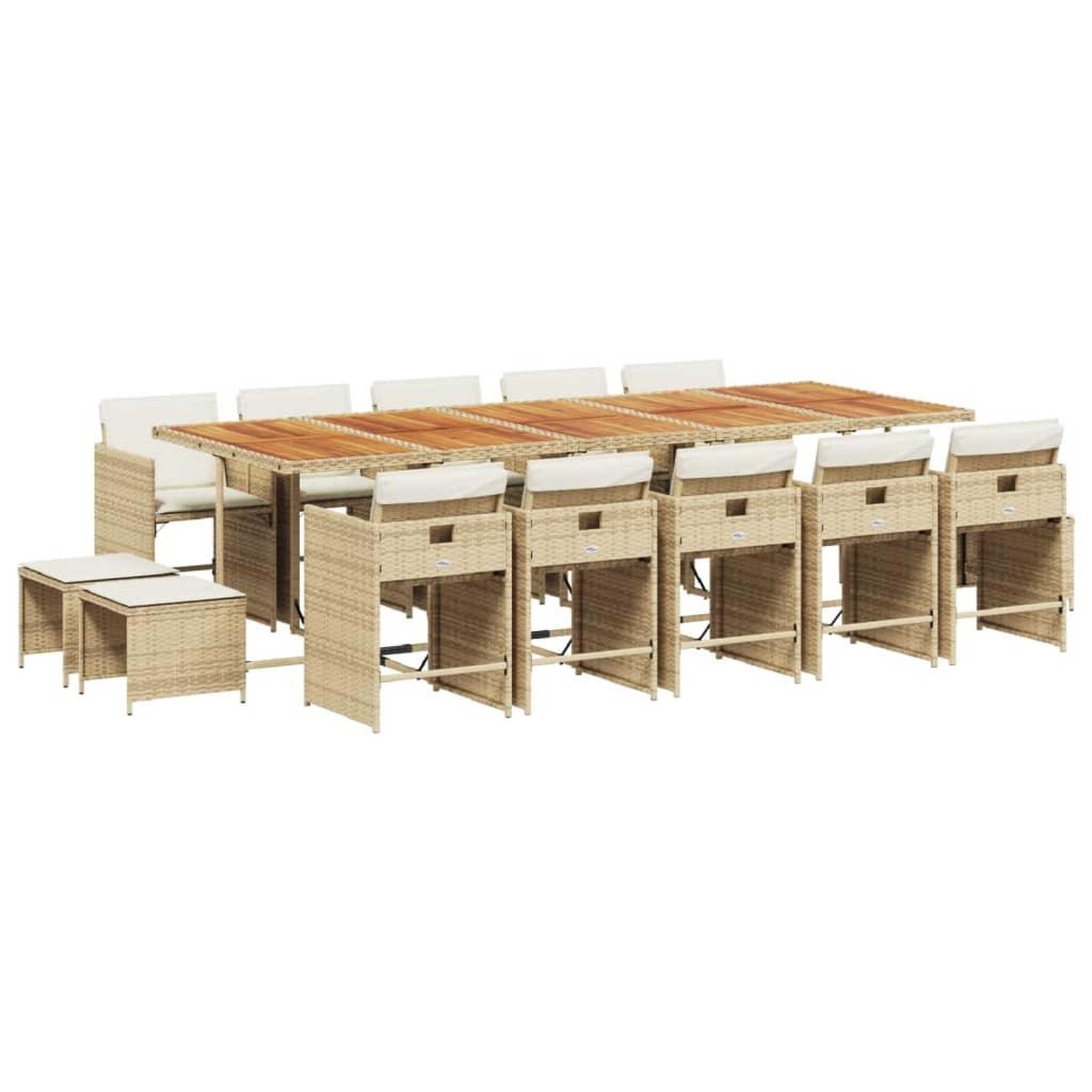 Voir la diapositive 2 : VIDAXL Ensemble a manger de jardin et coussins 15 pcs beige