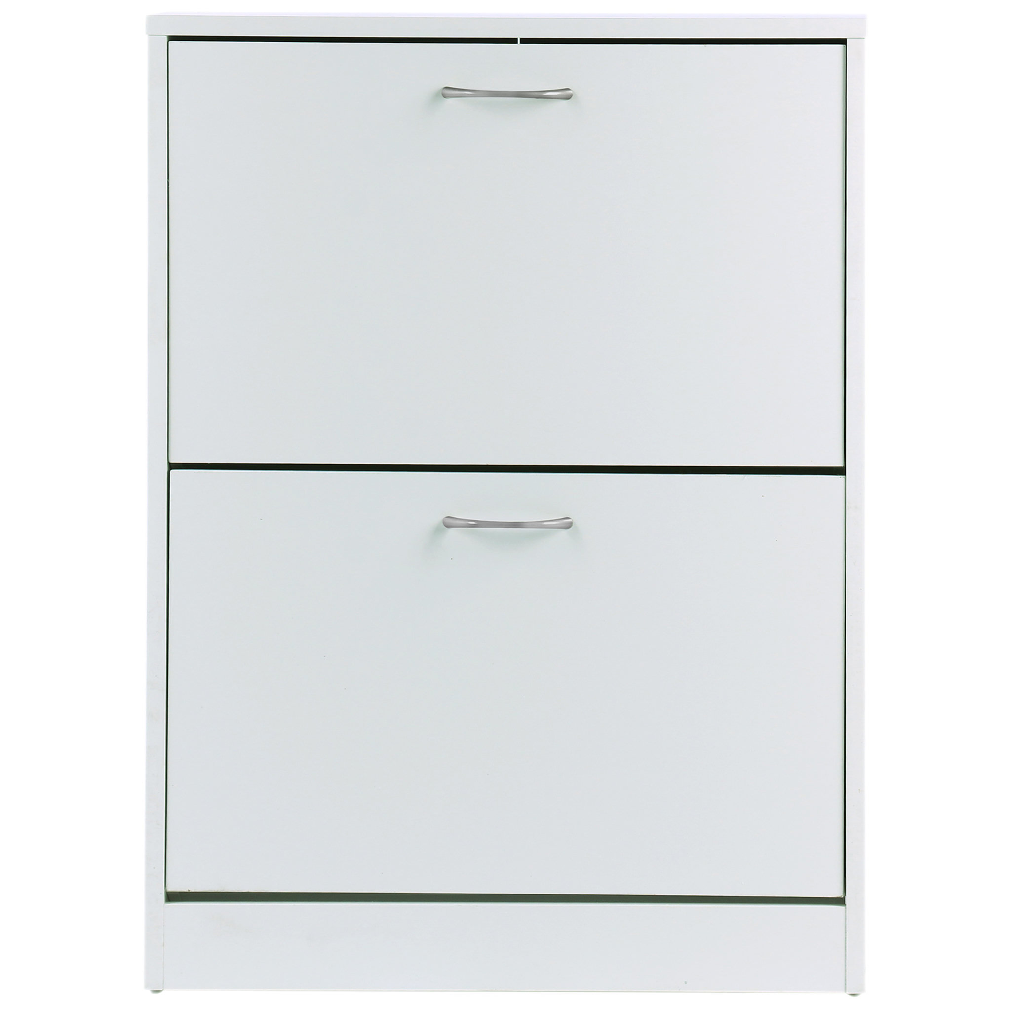 Voir la diapositive 1 : HOMCOM Armoire à chaussures meuble à chaussures dim. 60L x 24l x 80H cm 2 portes abattantes blanc