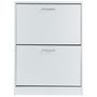 Voir la diapositive 1 : HOMCOM Armoire à chaussures meuble à chaussures dim. 60L x 24l x 80H cm 2 portes abattantes blanc