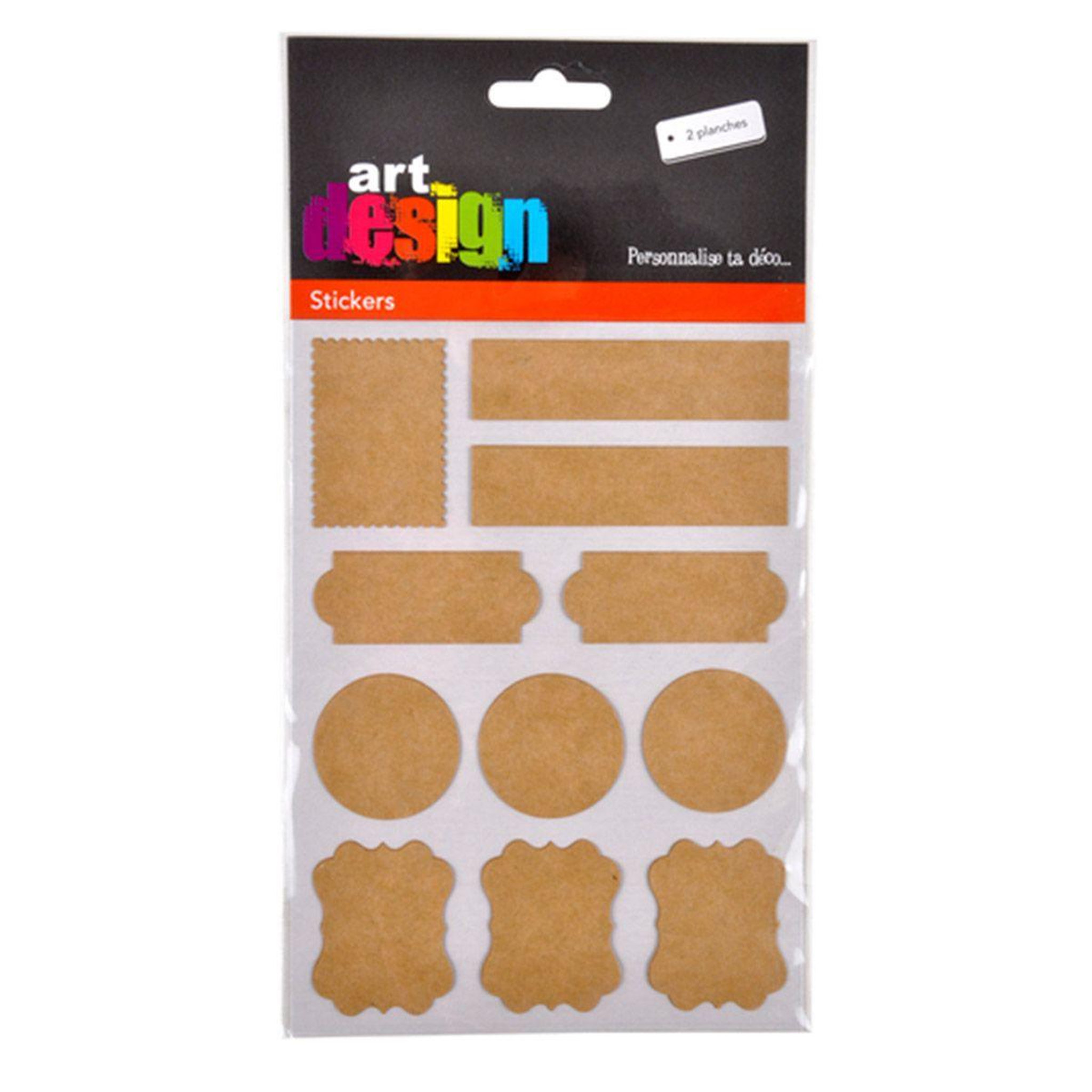 Voir la diapositive 2 : HOMEA Lot de 22 stickers  kraft  13x18cm naturel