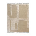 FUTURE HOME Tapis déco à franges abstrait en coton. Coloris disponibles : Beige