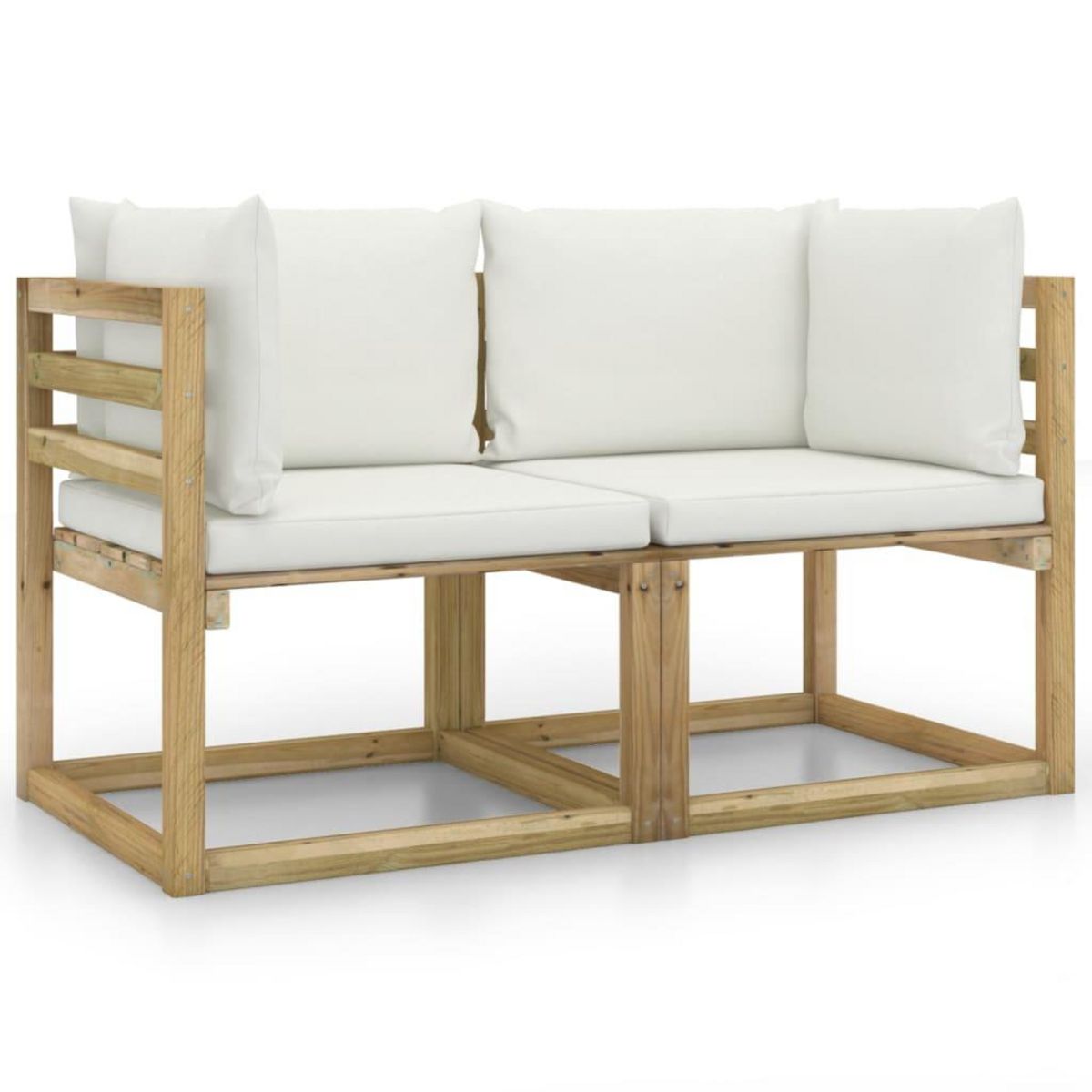 VIDAXL Canapes d'angle de jardin 2pcs et coussins Pin impregne de vert