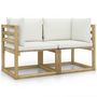 Voir la diapositive 2 : VIDAXL Canapes d'angle de jardin 2pcs et coussins Pin impregne de vert