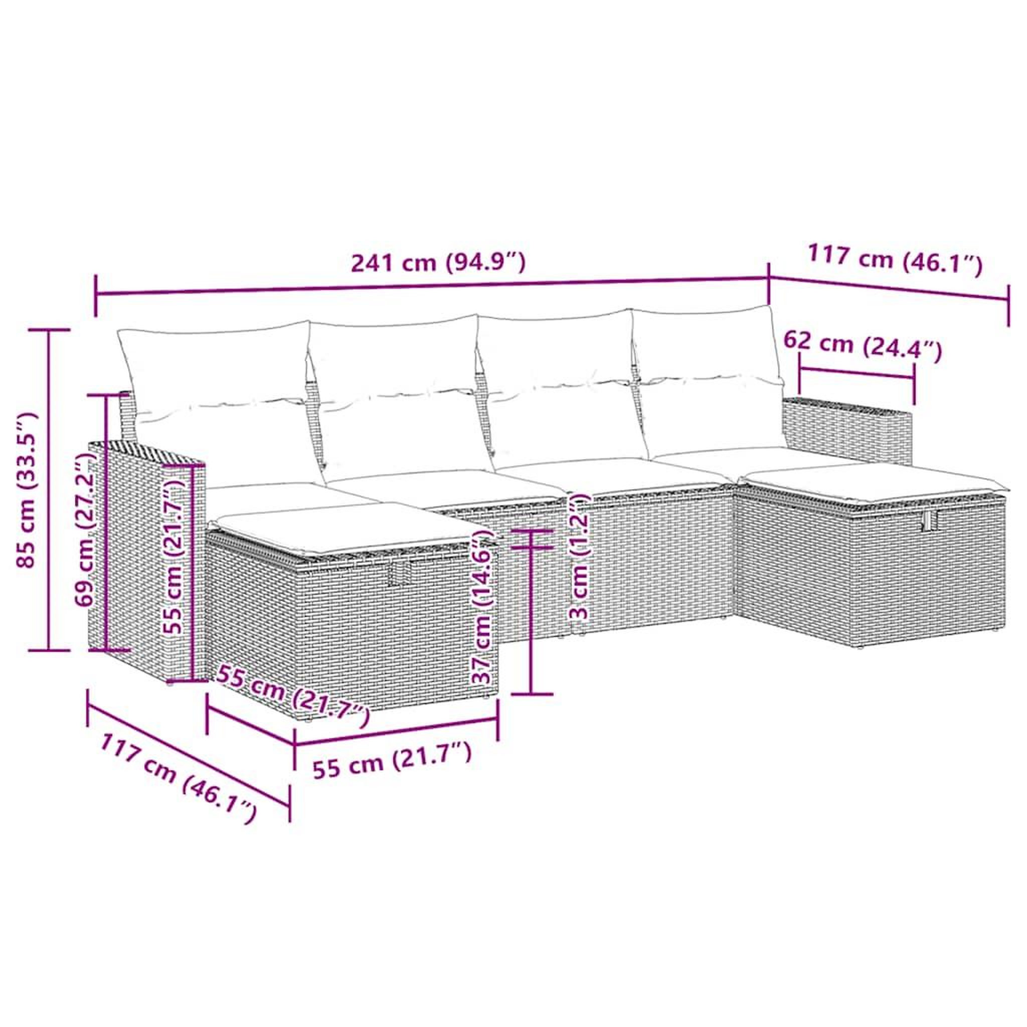 Voir la diapositive 6 : VIDAXL Salon de jardin 6 pcs avec coussins noir resine tressee