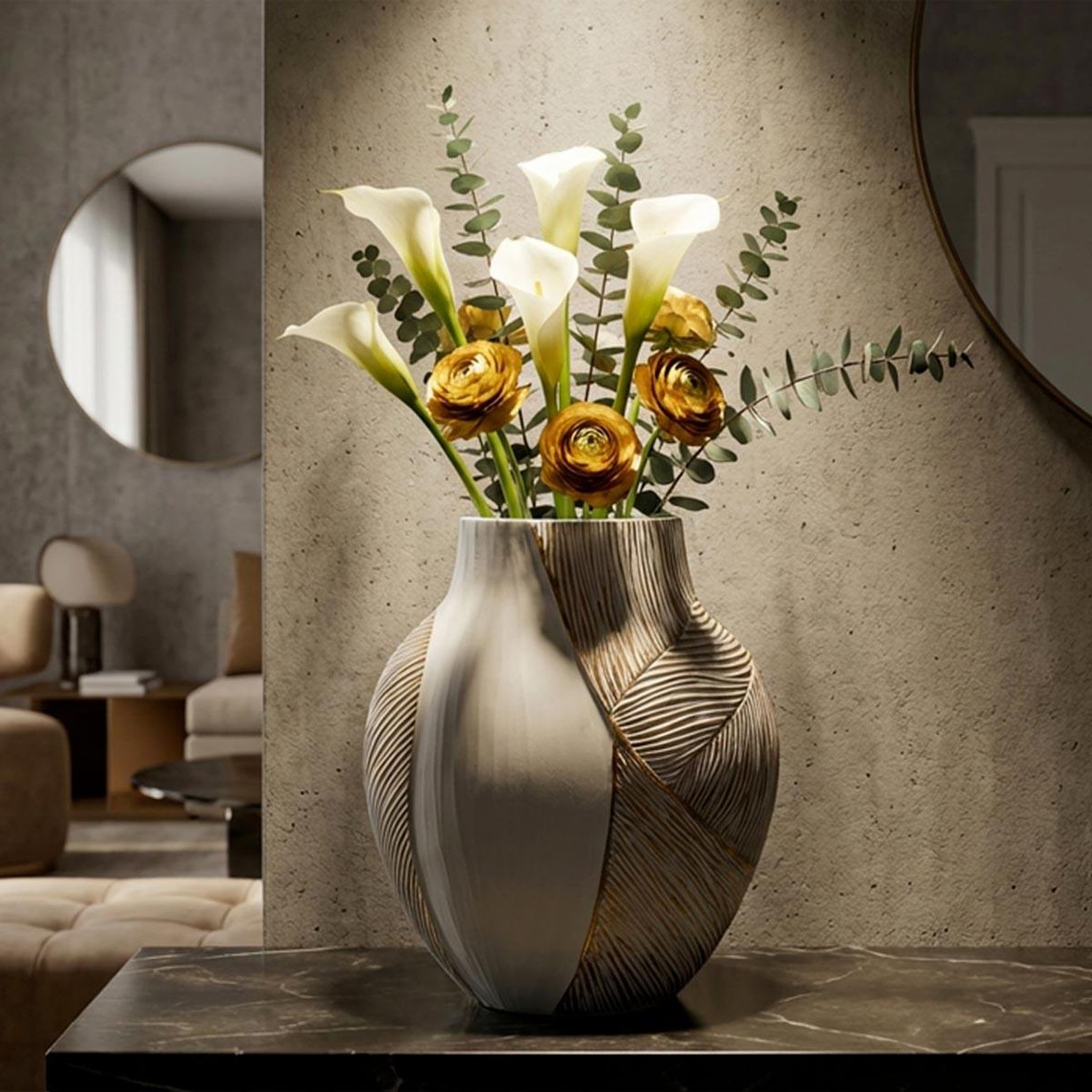 Voir la diapositive 4 : Paris Prix Vase design  hochi  31cm blanc