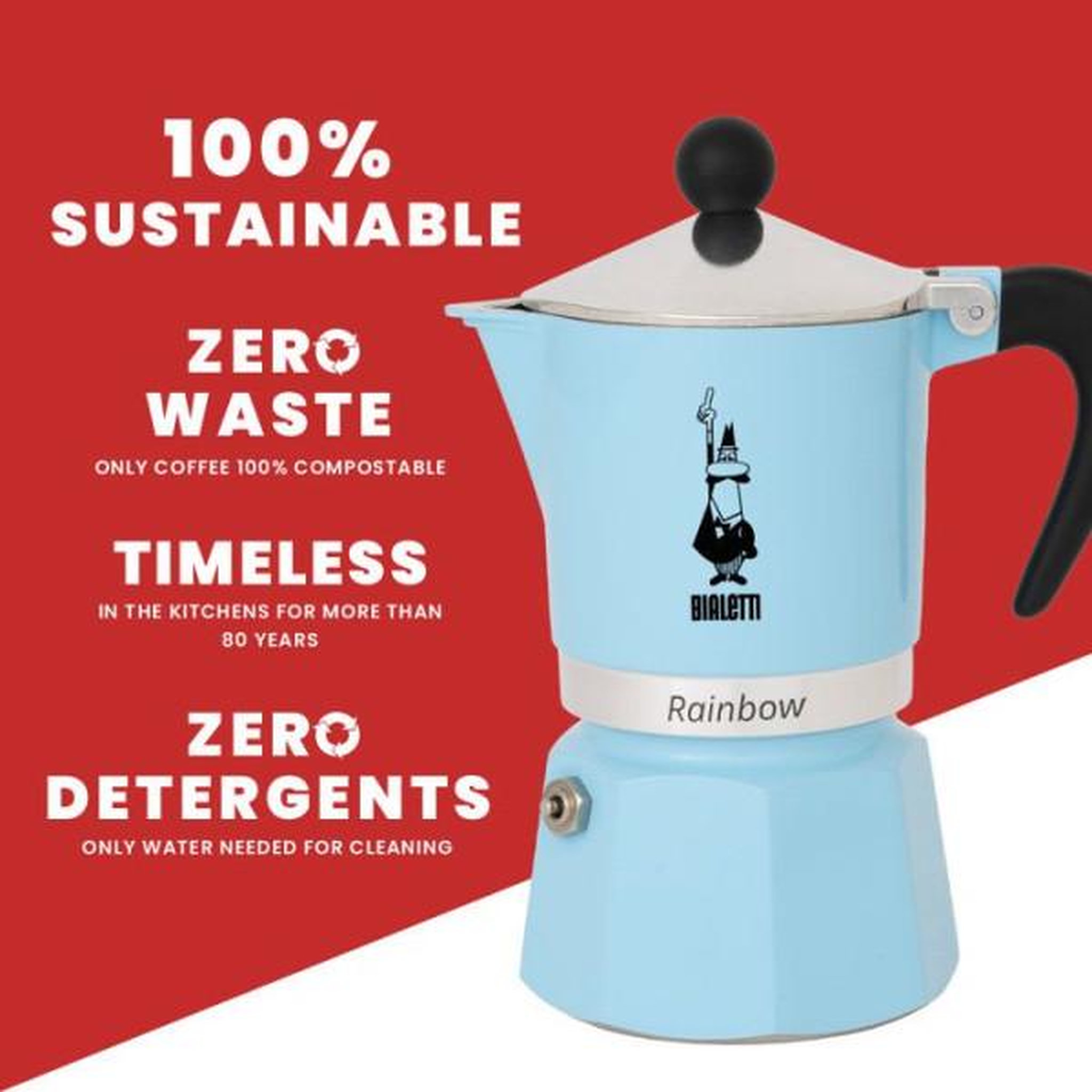 Voir la diapositive 4 : BIALETTI Cafetiere italienne - BIALETTI - Moka Express - Tous feux sauf induction - 6 tasses - 300 ml - Rainbow Bleu