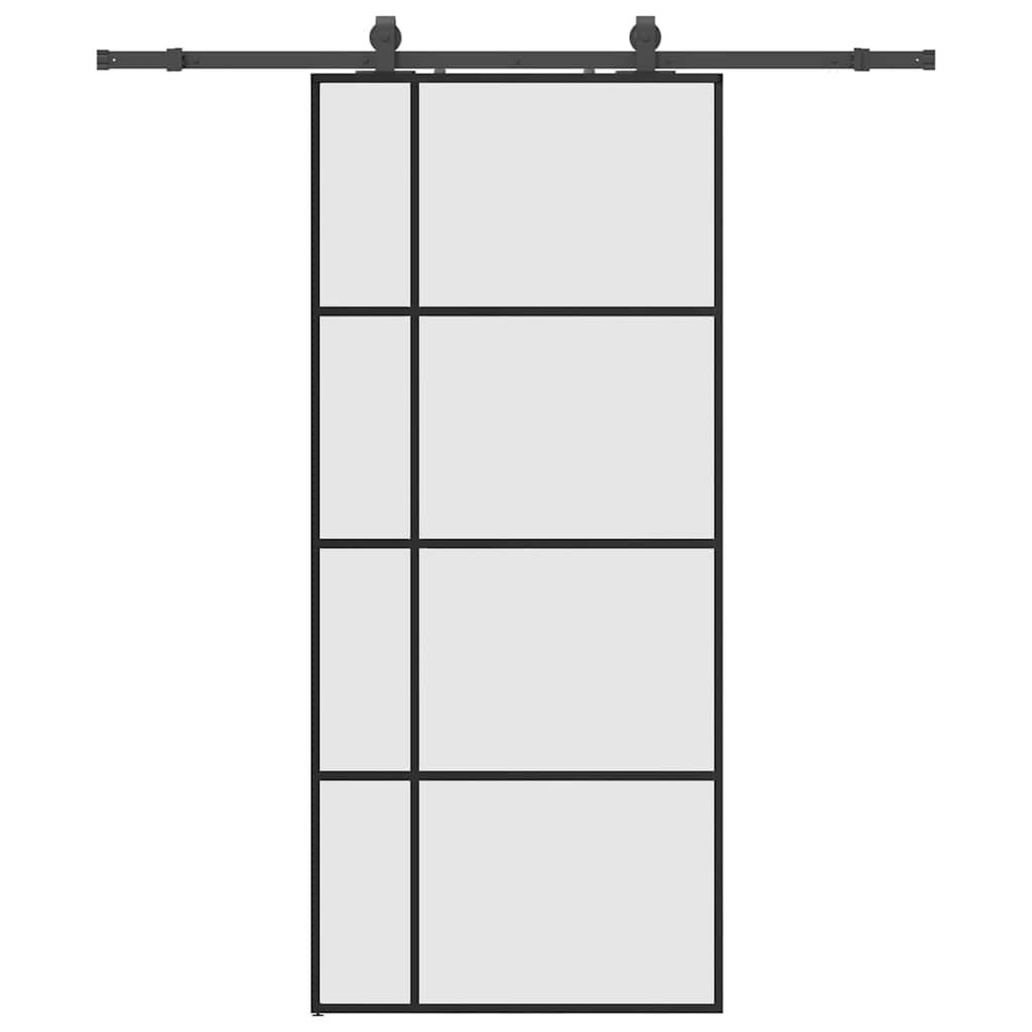 Voir la diapositive 2 : VIDAXL Porte coulissante kit de quincaillerie noir 90x205 cm verre ESG