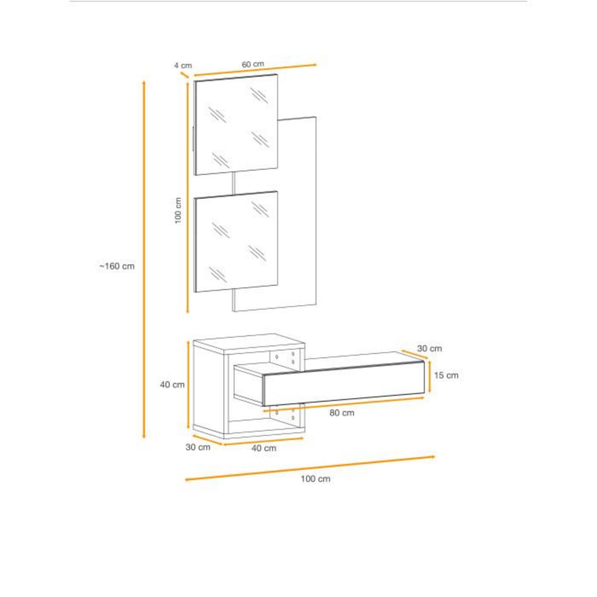 Paris Prix Ensemble Dressing Design  Easy II  160cm Naturel