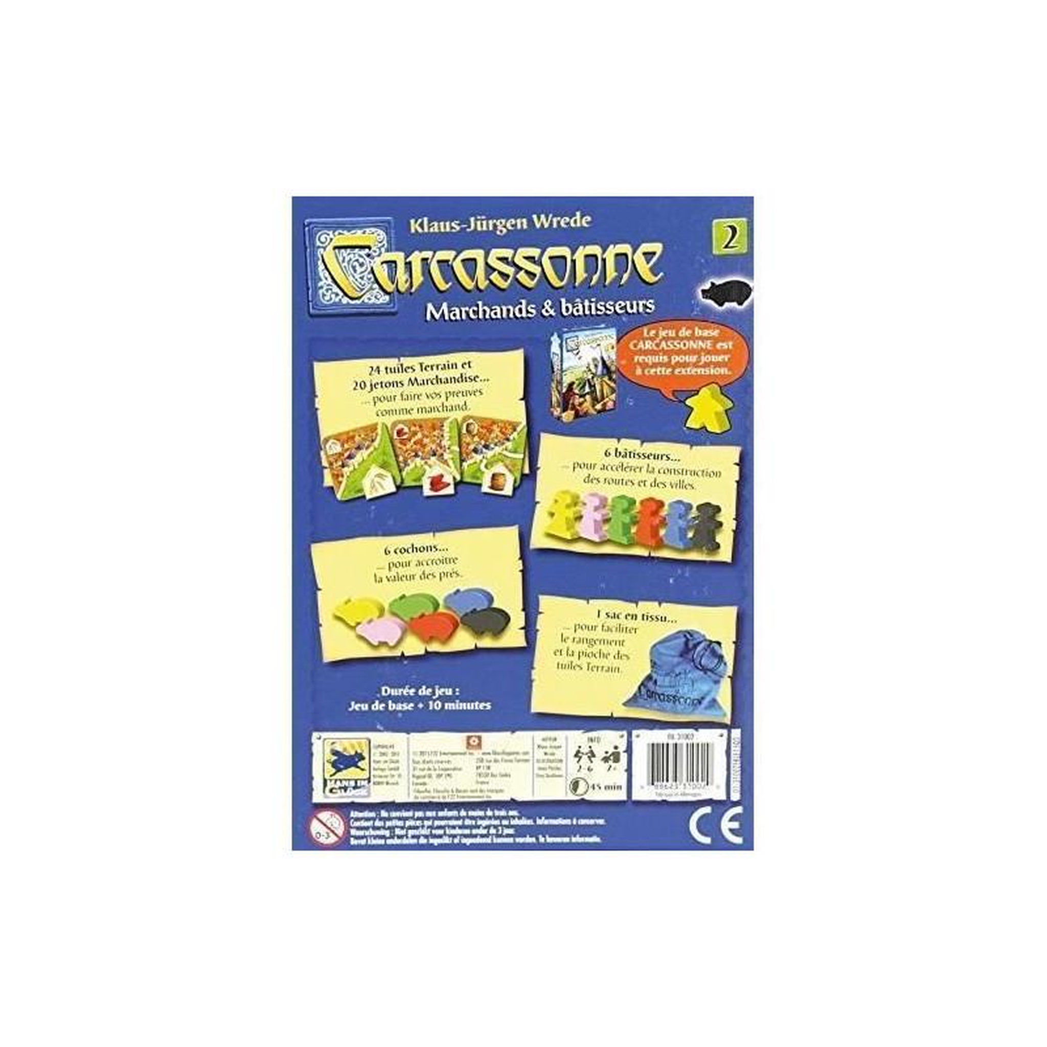 Voir la diapositive 2 : Asmodee Carcassonne Extension n°2 : Marchands et bâtisseurs