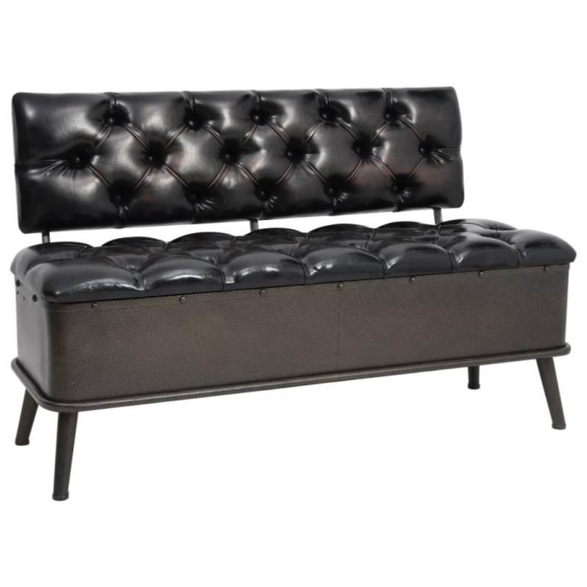 VIDAXL Banc de rangement avec dossier 110 cm Noir Similicuir