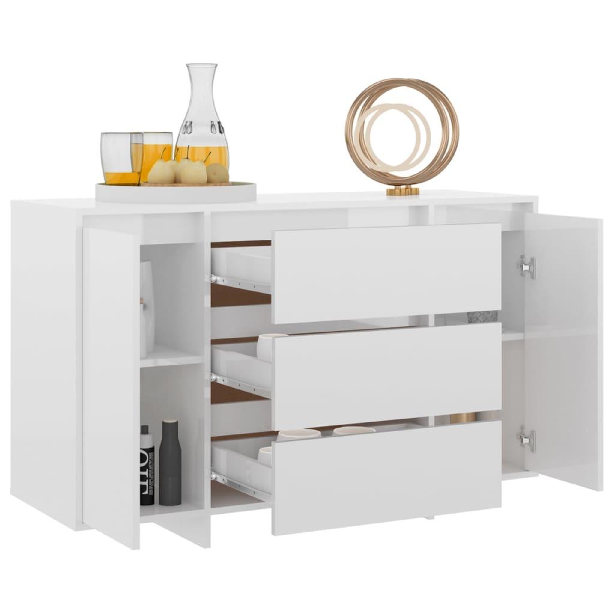 Voir la diapositive 3 : VIDAXL Buffet et 3 tiroirs Blanc brillant 120x41x75 cm Bois ingenierie