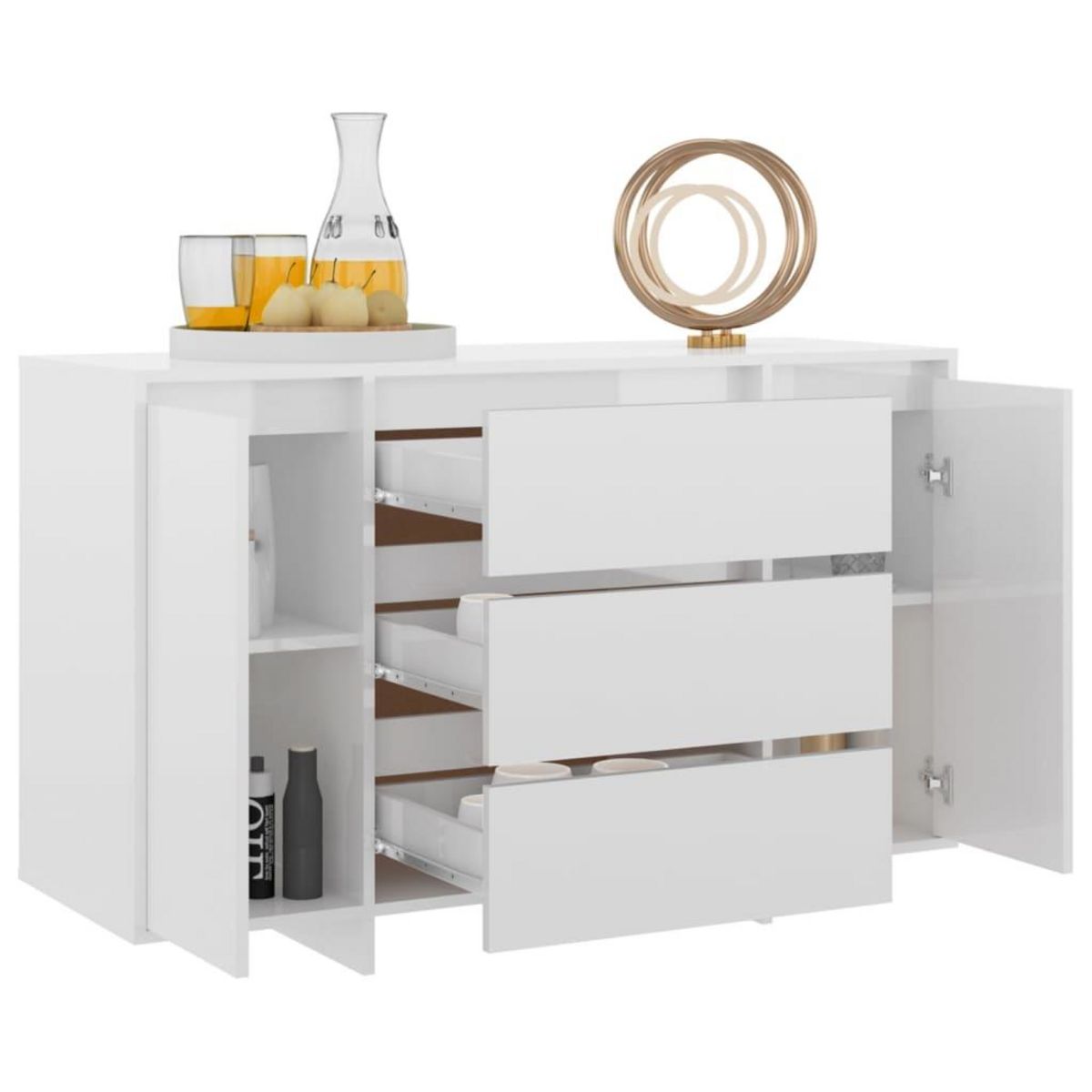 VIDAXL Buffet et 3 tiroirs Blanc brillant 120x41x75 cm Bois ingenierie