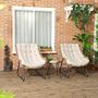 Voir la diapositive 2 : OUTSUNNY Ensemble bistrot de jardin 3 pcs 2 chaises table basse coussins beige