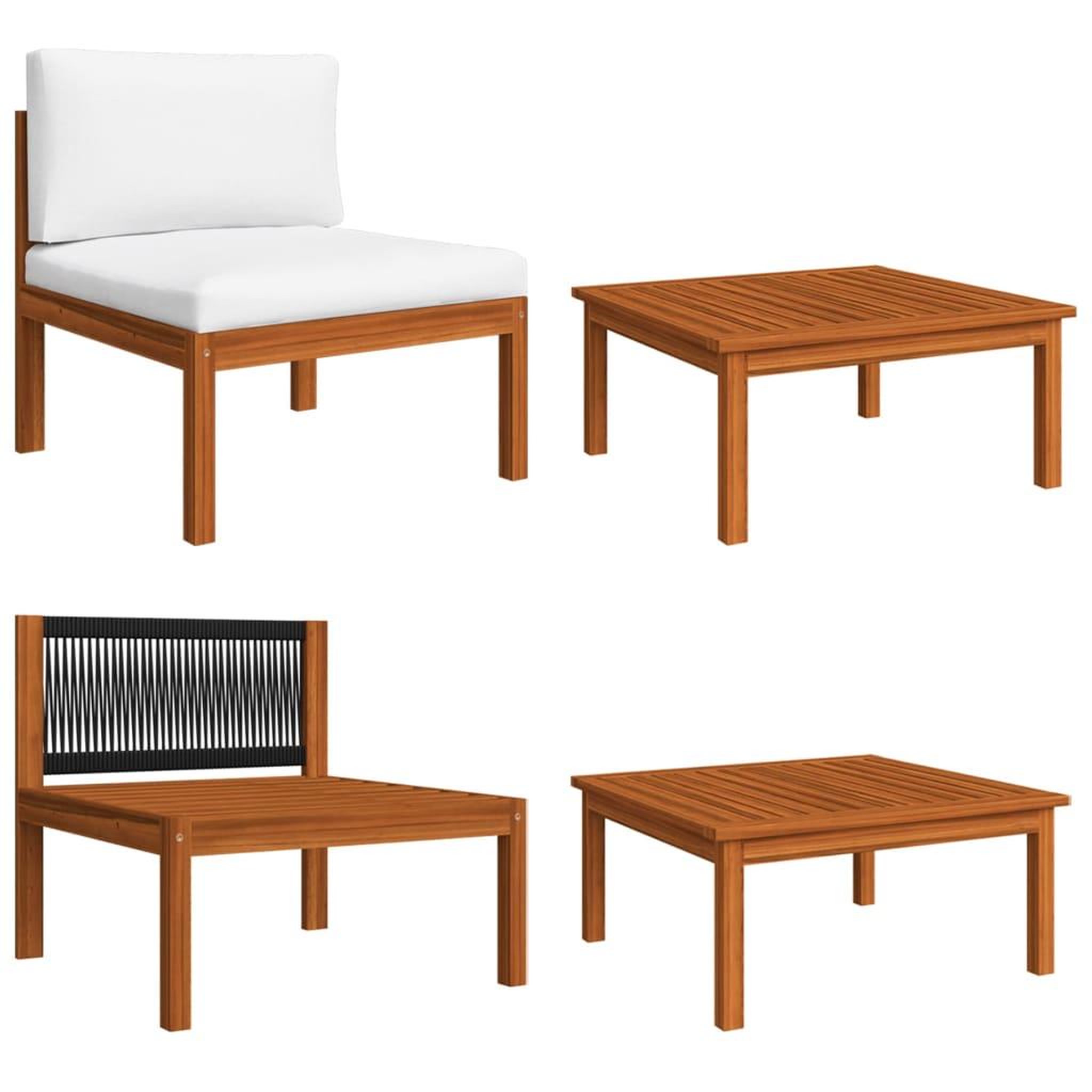 Voir la diapositive 1 : VIDAXL Salon de jardin 2 pcs avec coussins Bois d'acacia solide