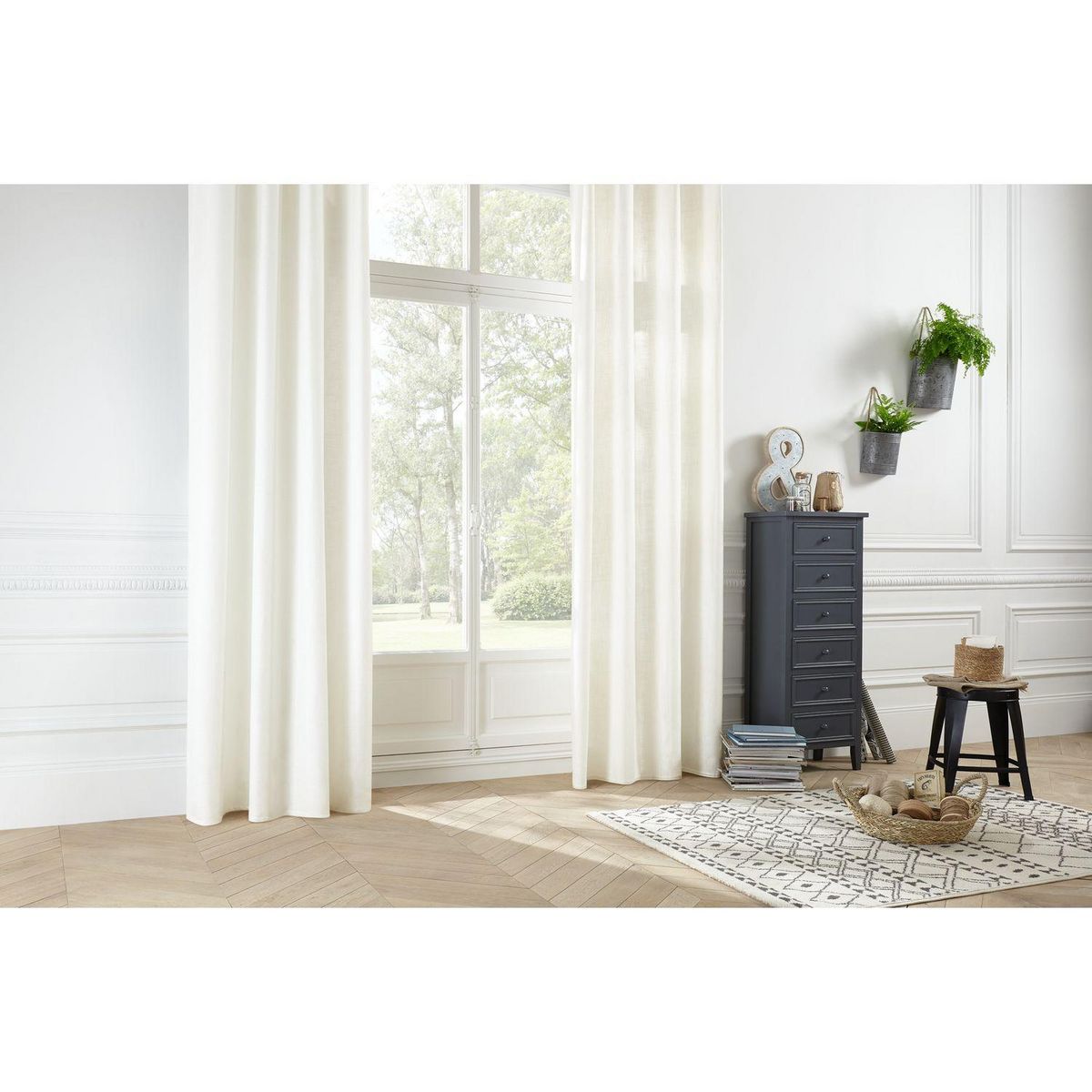 ATMOSPHERA Rideau en polyester modèle Léon - 140 x 260 cm - Ivoire