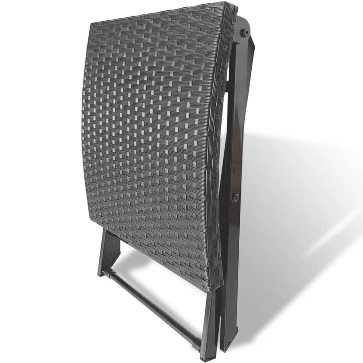 VIDAXL Tabouret pliable Resine tressee Noir