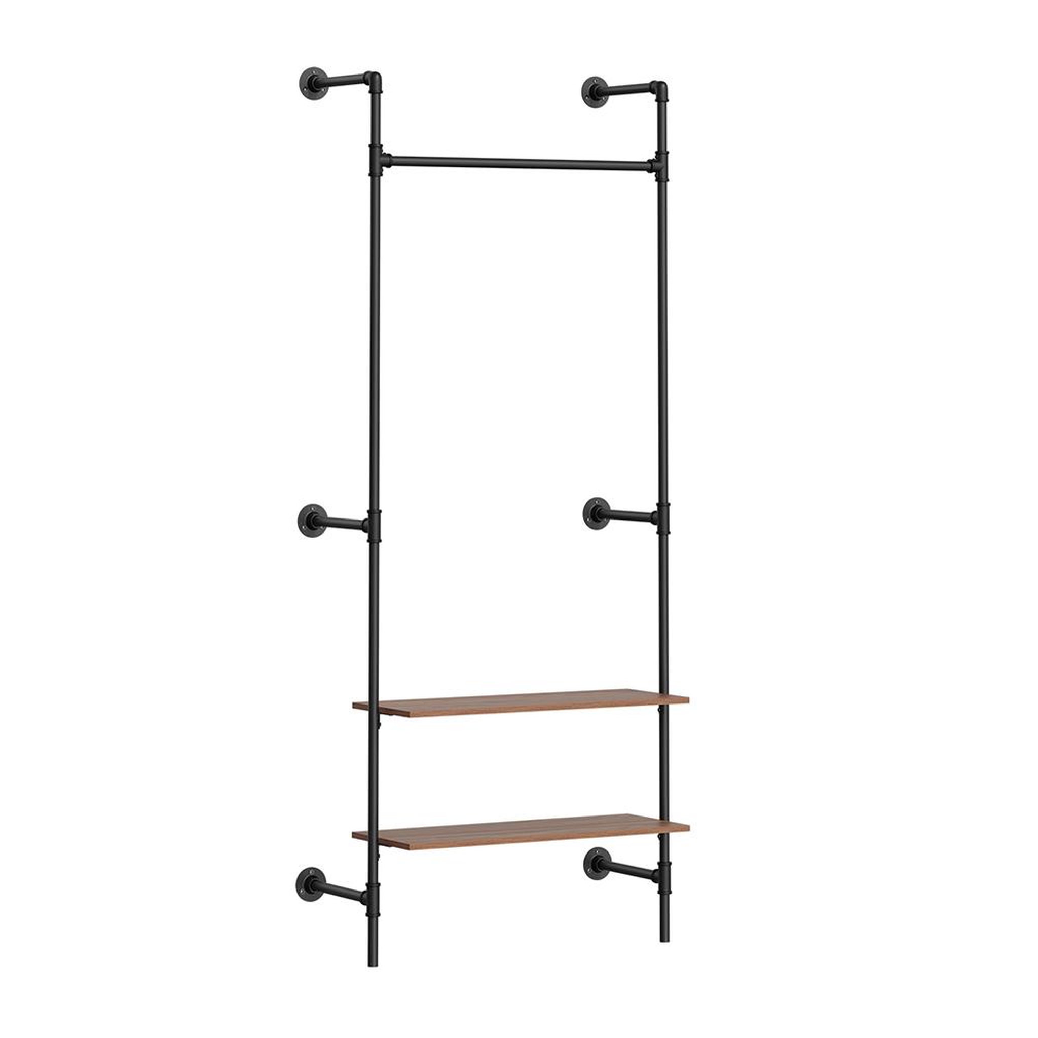 SOBUY Porte-manteaux mural avec étagères Noir 91,5x48x220cm KLS20-SCH