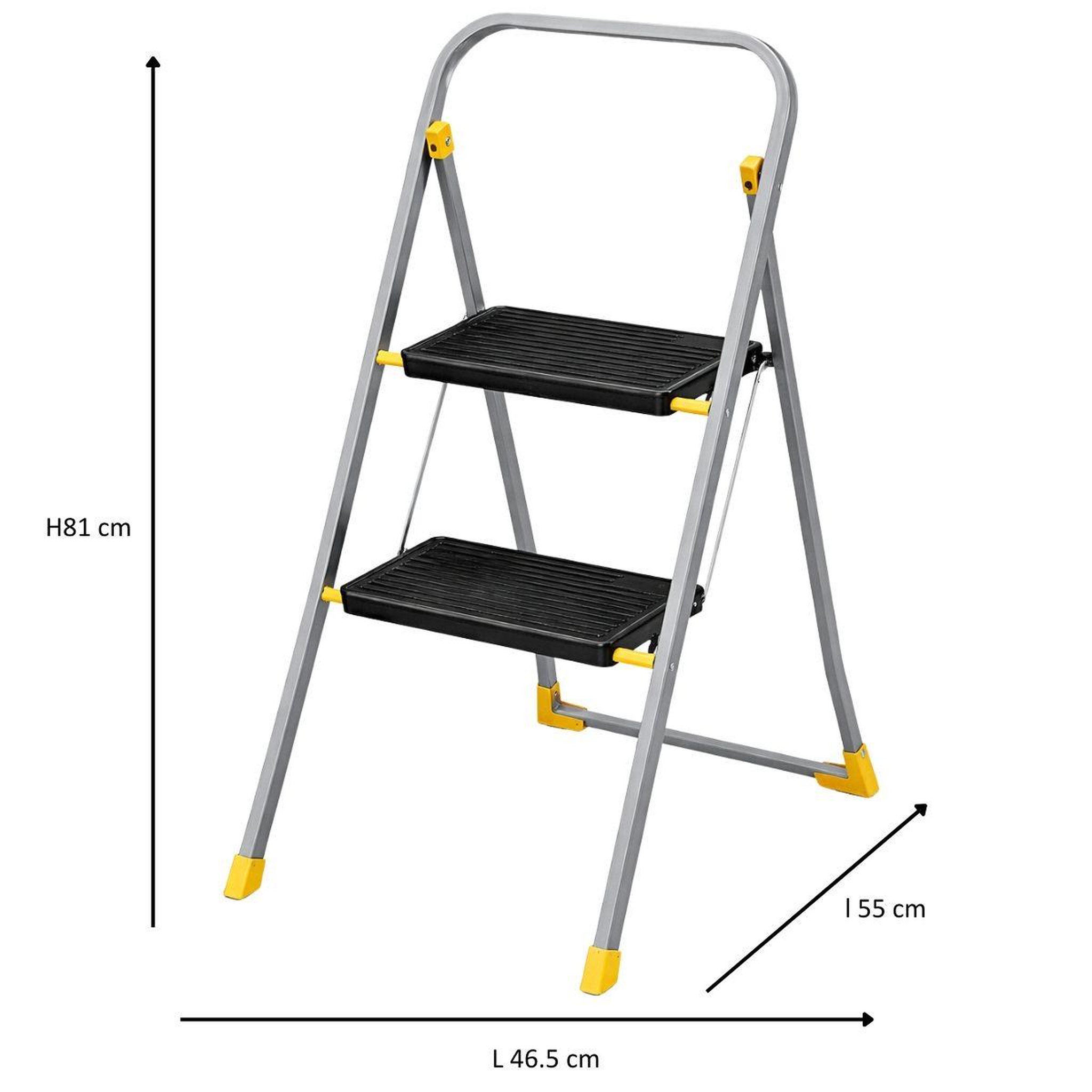 Voir la diapositive 2 : INTEC Escabeau 2 marches pliable charge 150kg marche-pied pliable pieds anti-dérapants bricolage maison chantier intec