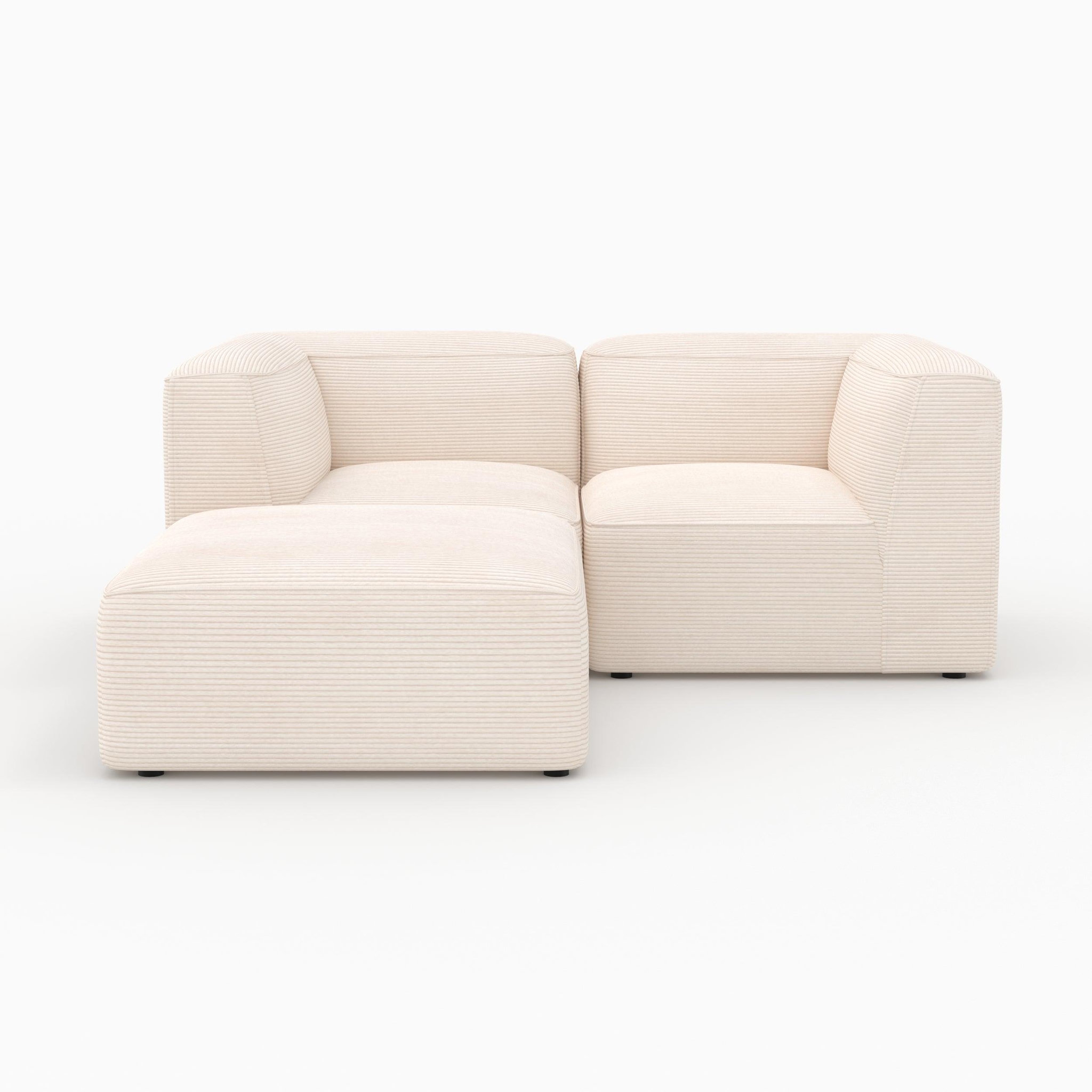 MAISON PAVANE Canapé modulable en velours blanc 2 places avec pouf-mina