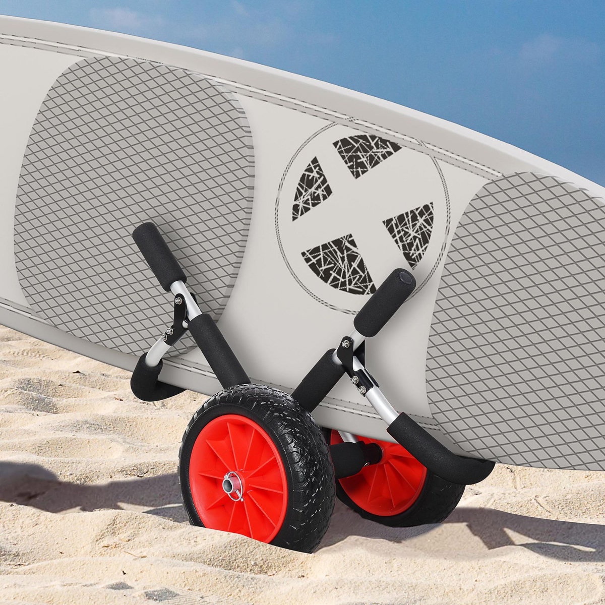 HOMCOM Chariot sit on top kayak chariot de transport pliable pour bateaux canoë ou kayak charge max. 45 Kg alu. mousse antidérapante