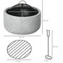 Voir la diapositive 3 : OUTSUNNY Brasero design cheminée foyer extérieur dim. Ø 45 x 34H cm grille couvercle tisonnier métal noir MGO aspect pierre