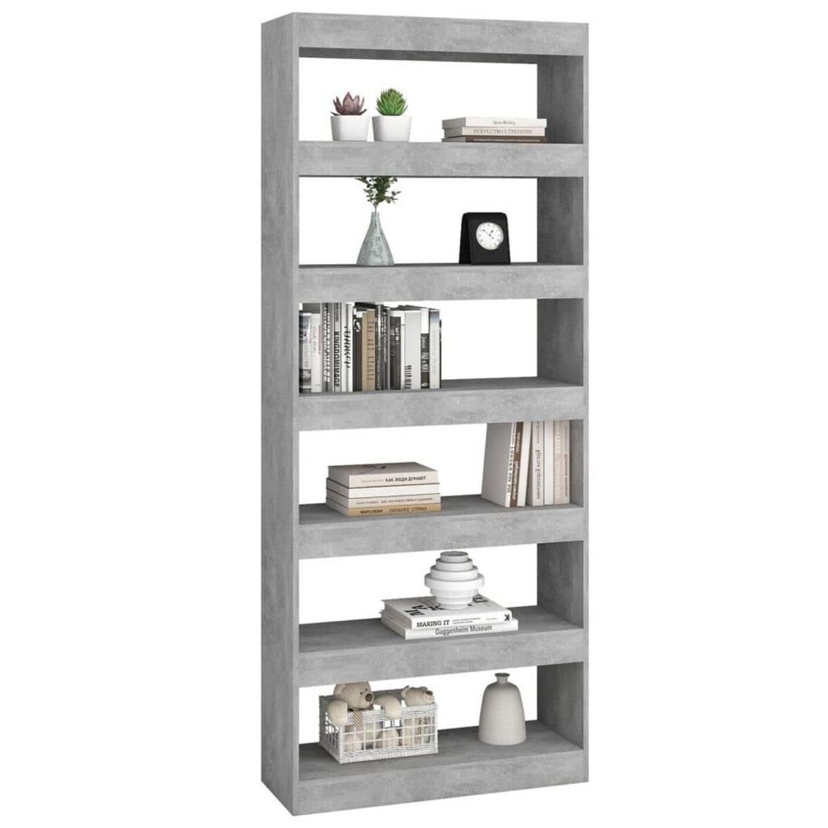 VIDAXL Bibliotheque/Separateur de piece Gris beton Bois d'ingenierie