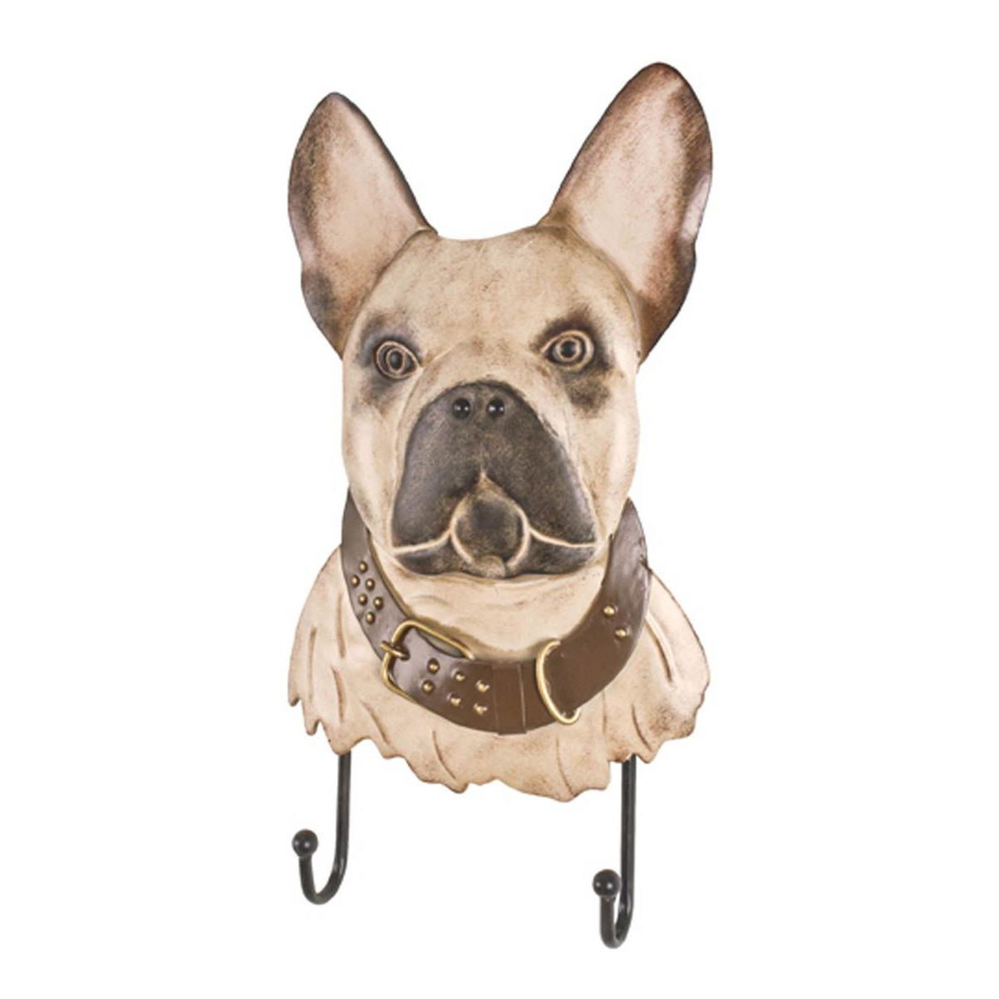 Paris Prix Patère murale 2 crochets  bouledogue  36cm beige