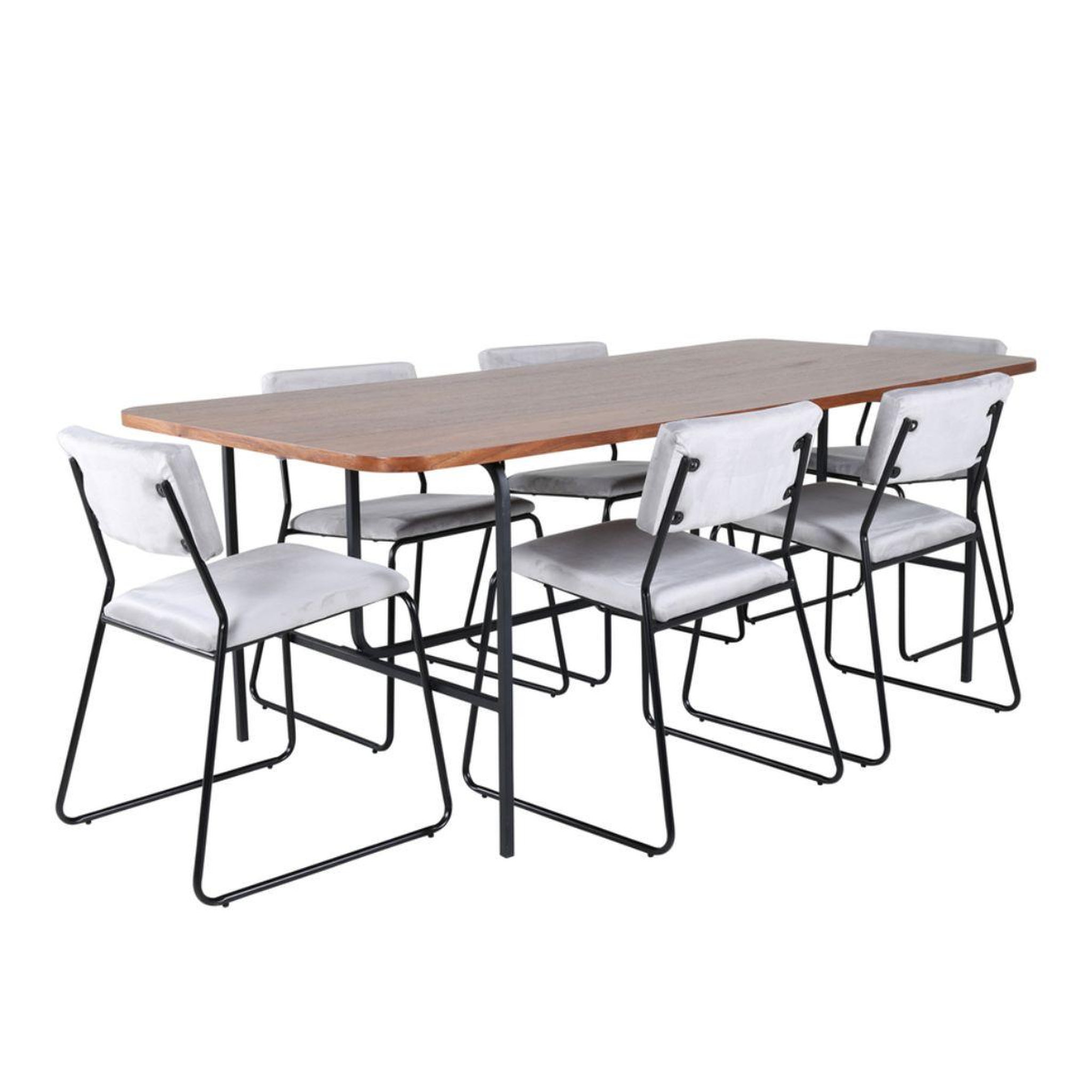 Paris Prix Ensemble table à manger & 6 chaises  uno & kenth  200cm gris & marron