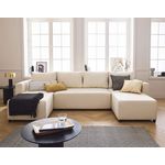 BEST MOBILIER Regala - canapé panoramique - 7 places - convertible avec coffre - en tissu. Coloris disponibles : Bleu, Noir, Beige, Marron, Rouge, Gris