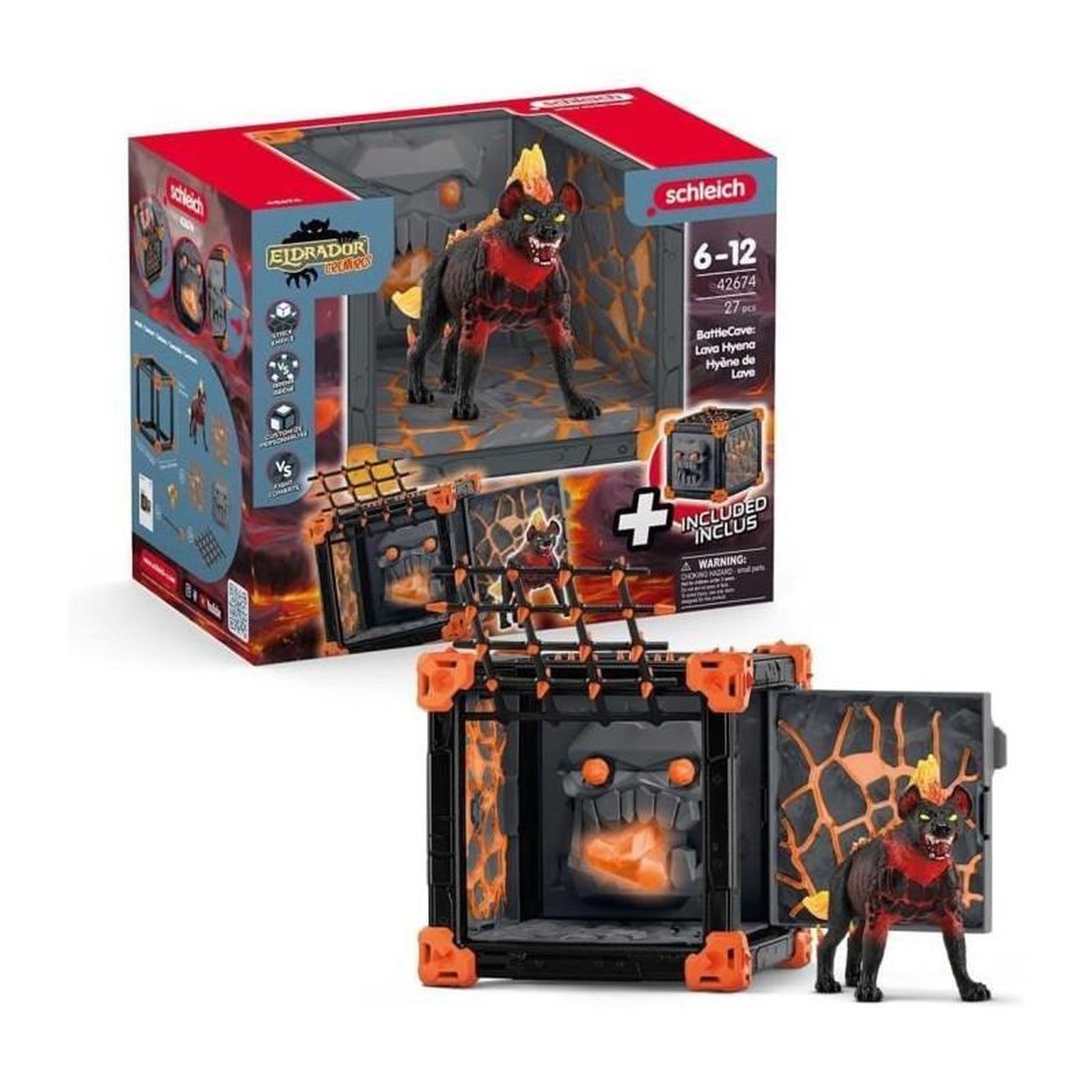 Schleich BattleCave Hyene de Lave, Extension de l'arene, SCHLEICH 42674 Eldrador Creatures, des 7 ans
