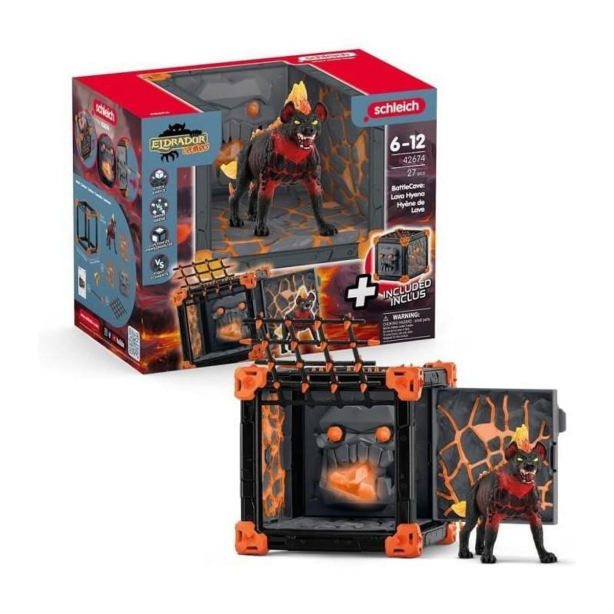 Schleich BattleCave Hyene de Lave, Extension de l'arene, SCHLEICH 42674 Eldrador Creatures, des 7 ans