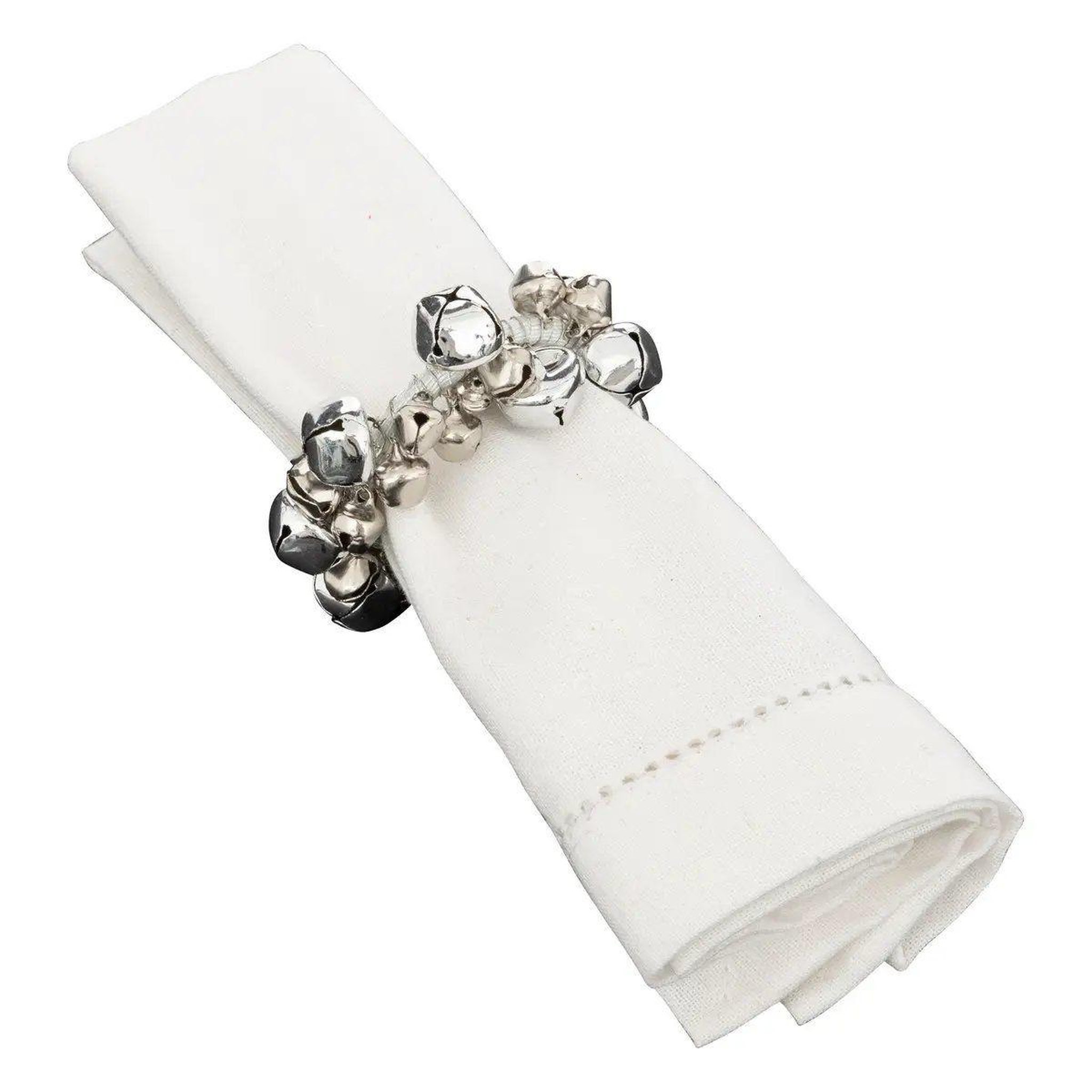 ATMOSPHERA Lot de 2 ronds de serviette  grelots  7cm argent