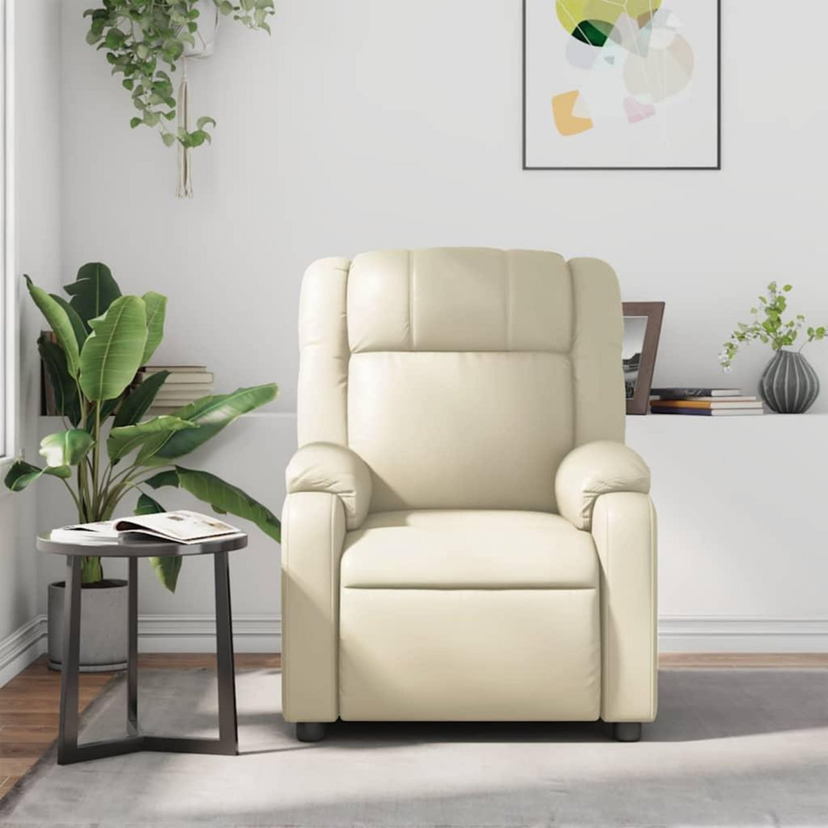 VIDAXL Fauteuil inclinable de massage Creme Similicuir