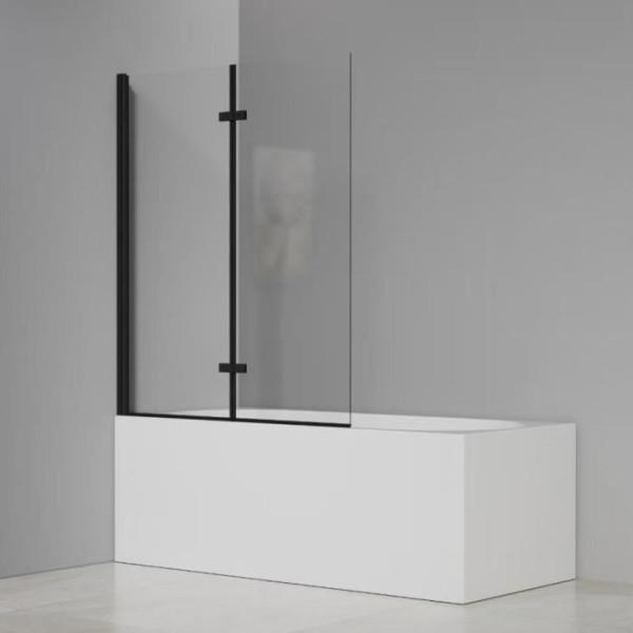Voir la diapositive 2 : MARKET24 Pare baignoire 2 volets pivotants - HOME GENERATION - Maggy noir - 100 x 140 cm