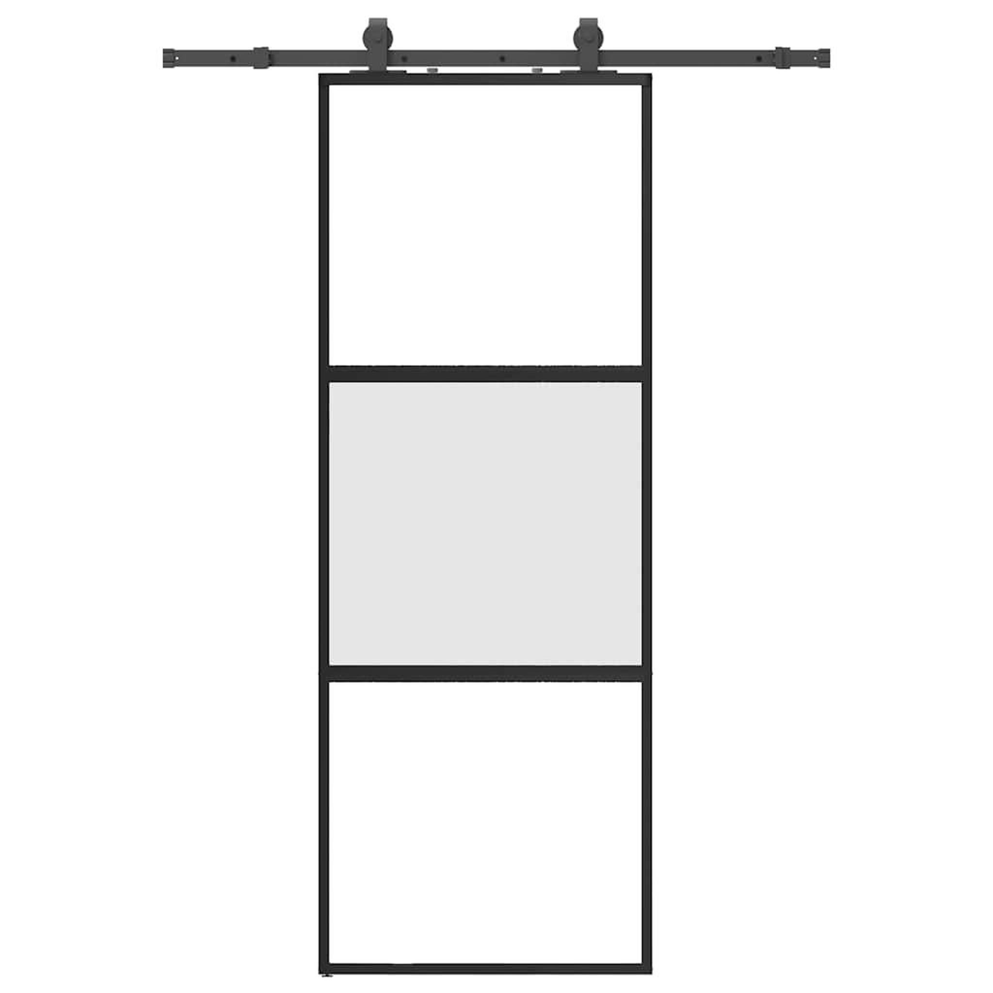Voir la diapositive 2 : VIDAXL Porte coulissante kit quincaillerie noir 76x205 cm verre trempe