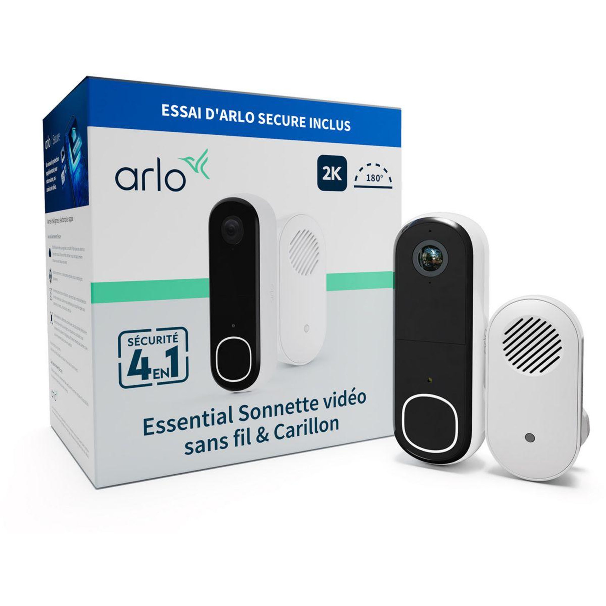 Voir la diapositive 3 : ARLO Sonnette connectée sans fil 2K + carillon
