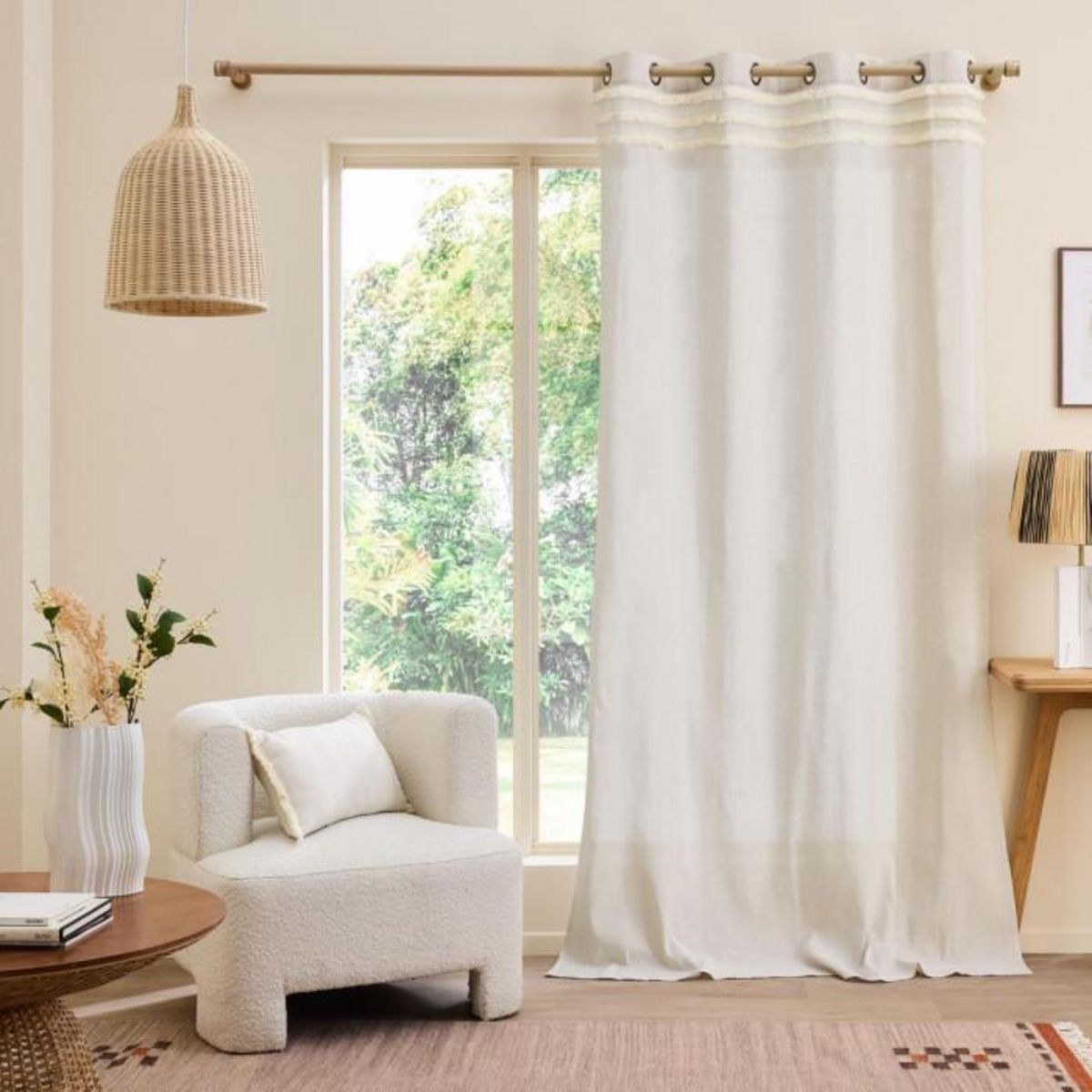 Paris Prix Rideau à Œillets à Franges  Vertis  140x240cm Naturel