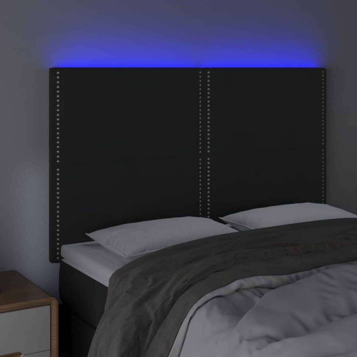 VIDAXL Tete de lit a LED Noir 144x5x118/128 cm Velours