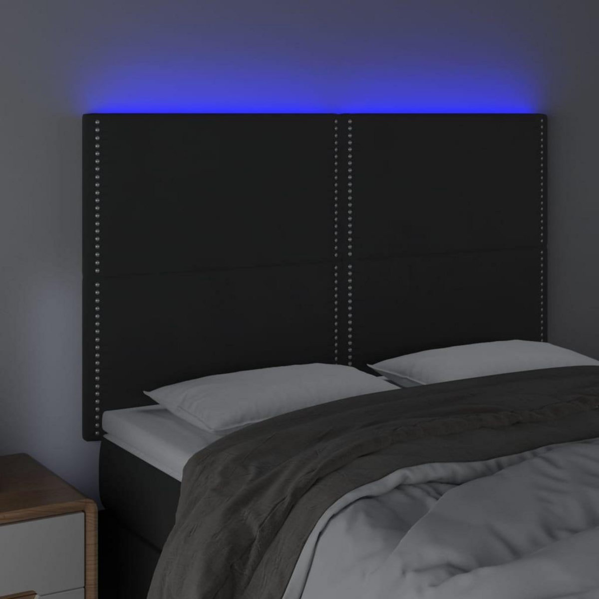VIDAXL Tete de lit a LED Noir 144x5x118/128 cm Velours