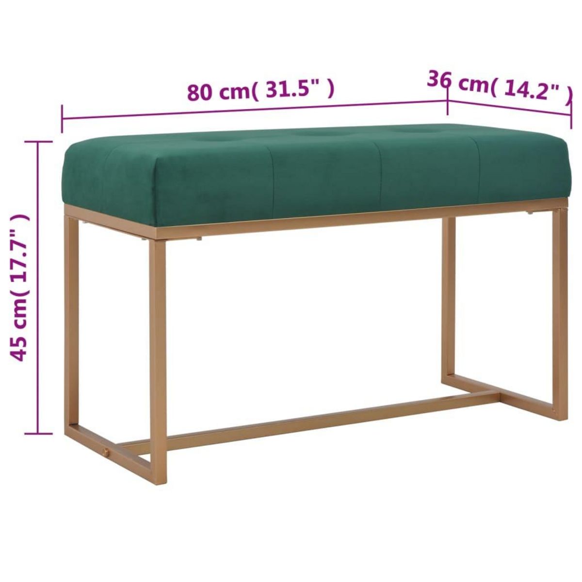 VIDAXL Banc 80 cm Vert Velours