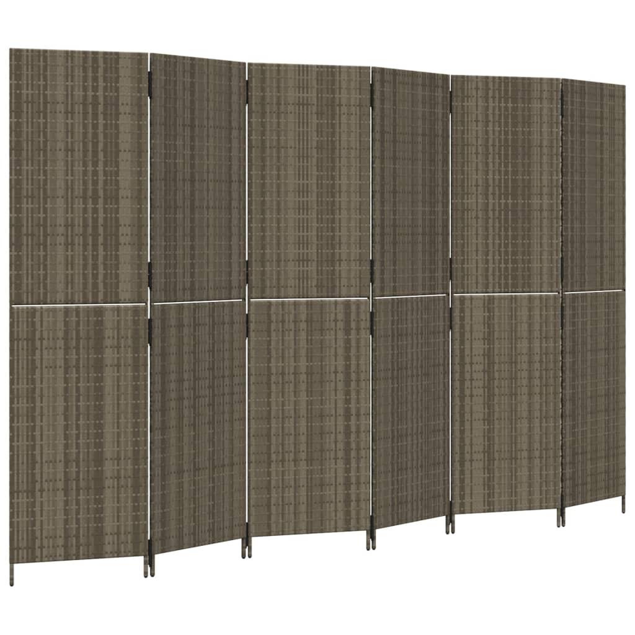 Voir la diapositive 2 : VIDAXL Cloison de separation 6 panneaux gris resine tressee