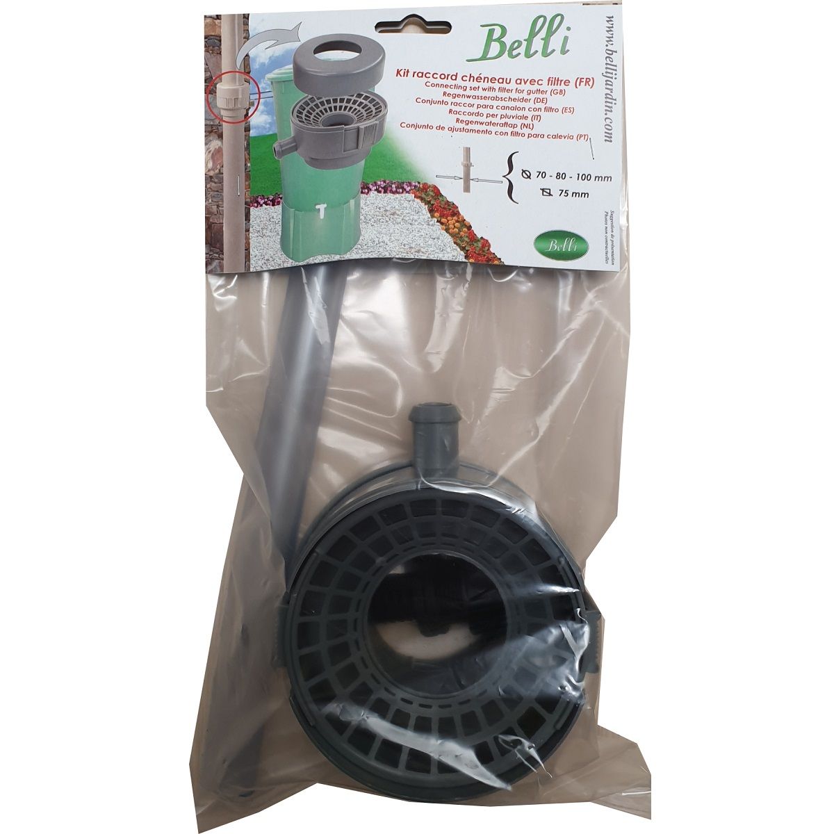 Belli Kit raccord chéneau - Gris - D70/80/100 - Section 75x75mm