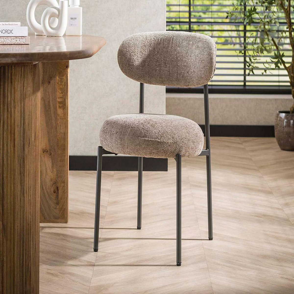 LISA DESIGN Adelia - lot de 2 chaises - pieds en métal - en tissu texturé