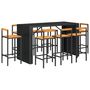Voir la diapositive 3 : VIDAXL Ensemble de bar jardin 9 pcs noir poly rotin/bois massif acacia