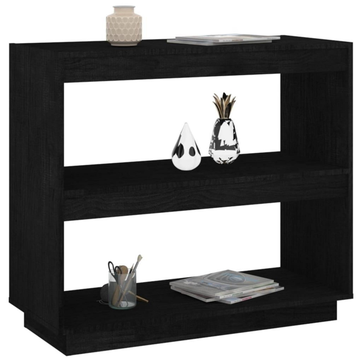 VIDAXL Bibliotheque Noir 80x35x71 cm Bois de pin massif