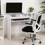 Voir la diapositive 2 : HOMCOM Bureau informatique multimédia étagères tablette clavier panier gris panneaux particules blanc