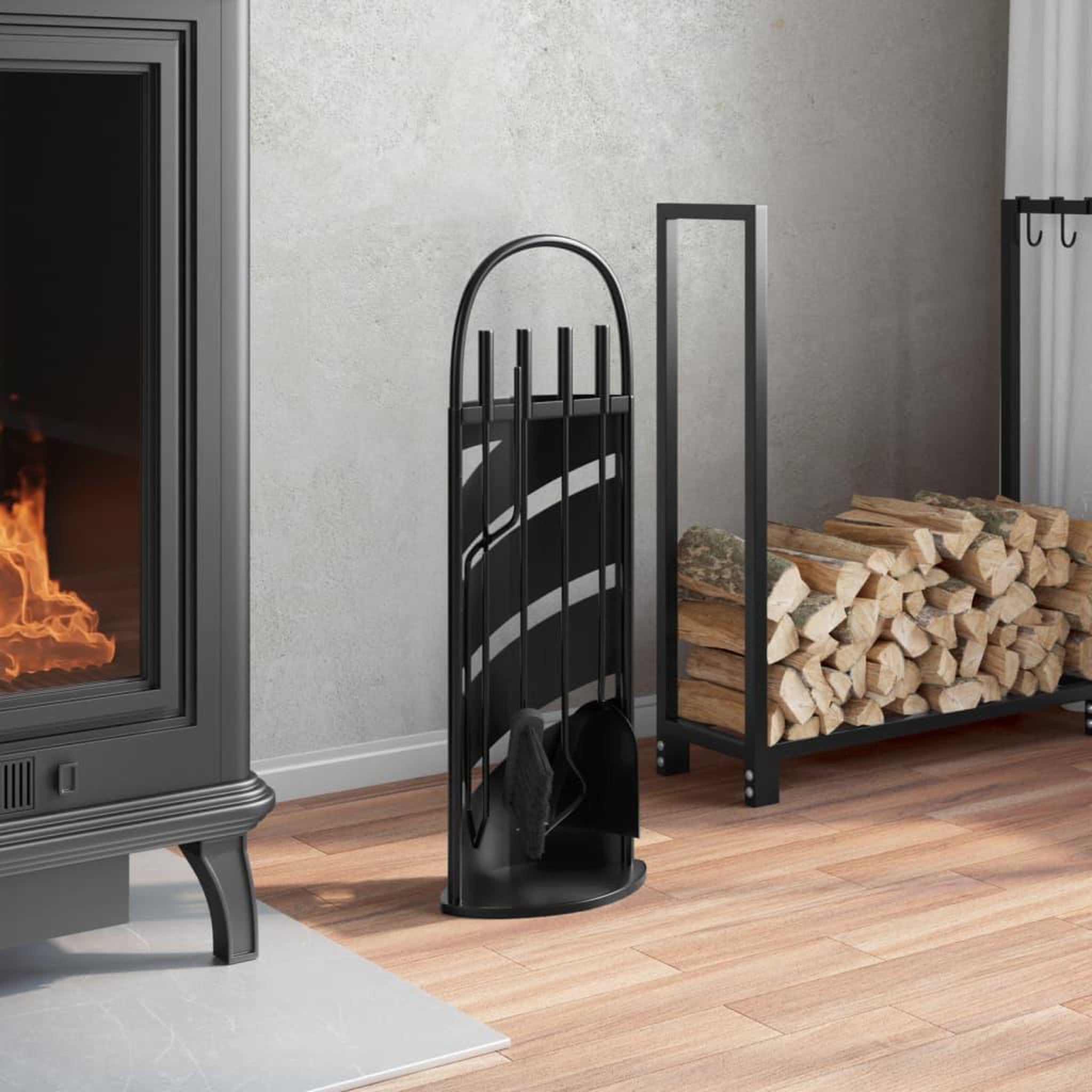 Voir la diapositive 3 : VIDAXL Set d'outils de cheminee 5 pcs 23x15x66 cm acier