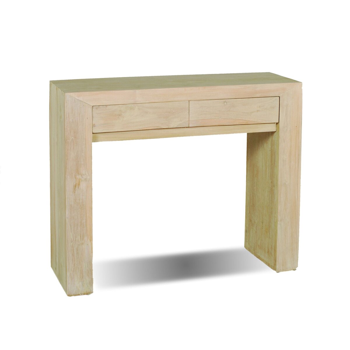 Table console teck massif blanchi  - INES