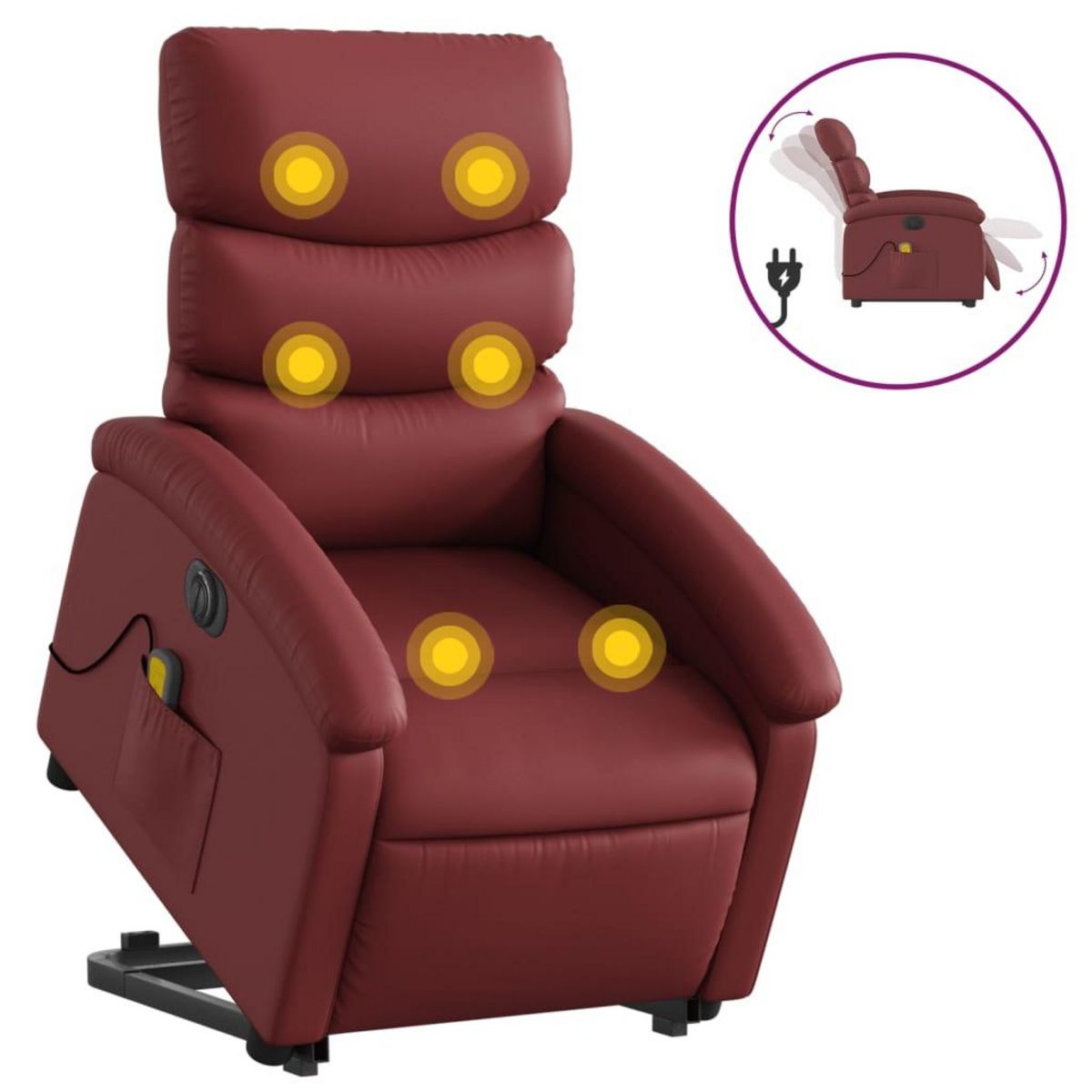 VIDAXL Fauteuil inclinable de massage electrique rouge bordeaux